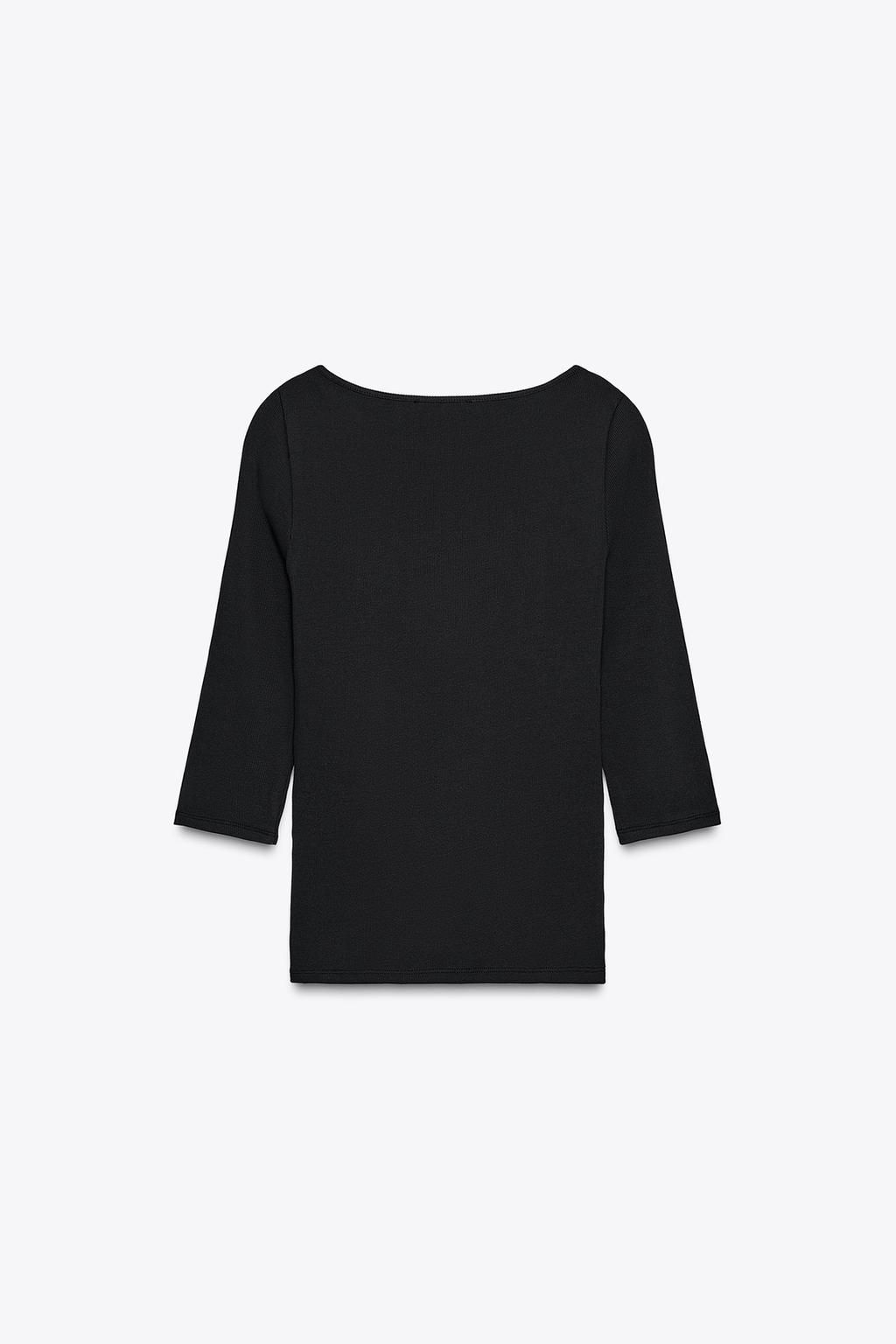 COTTON BOAT NECK T-SHIRT - Zara фото 9