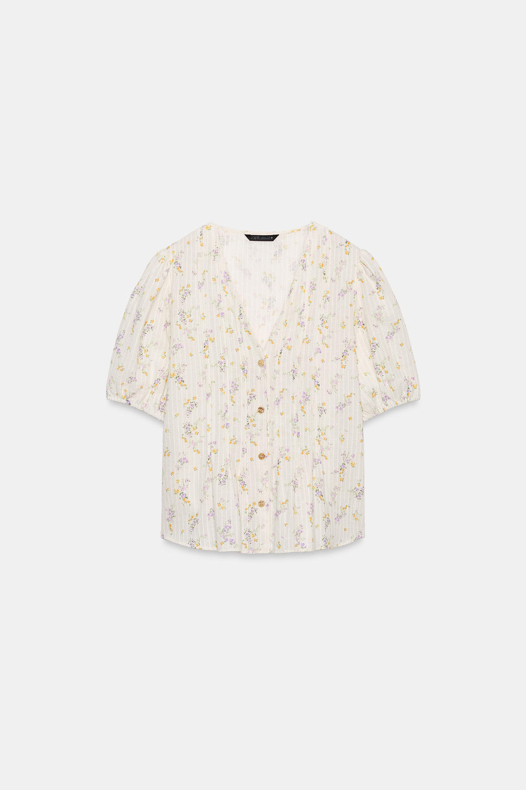 BLUSA ESTAMPADO FLORAL JARETAS / Crudo/Amarillo - Zara фото 7