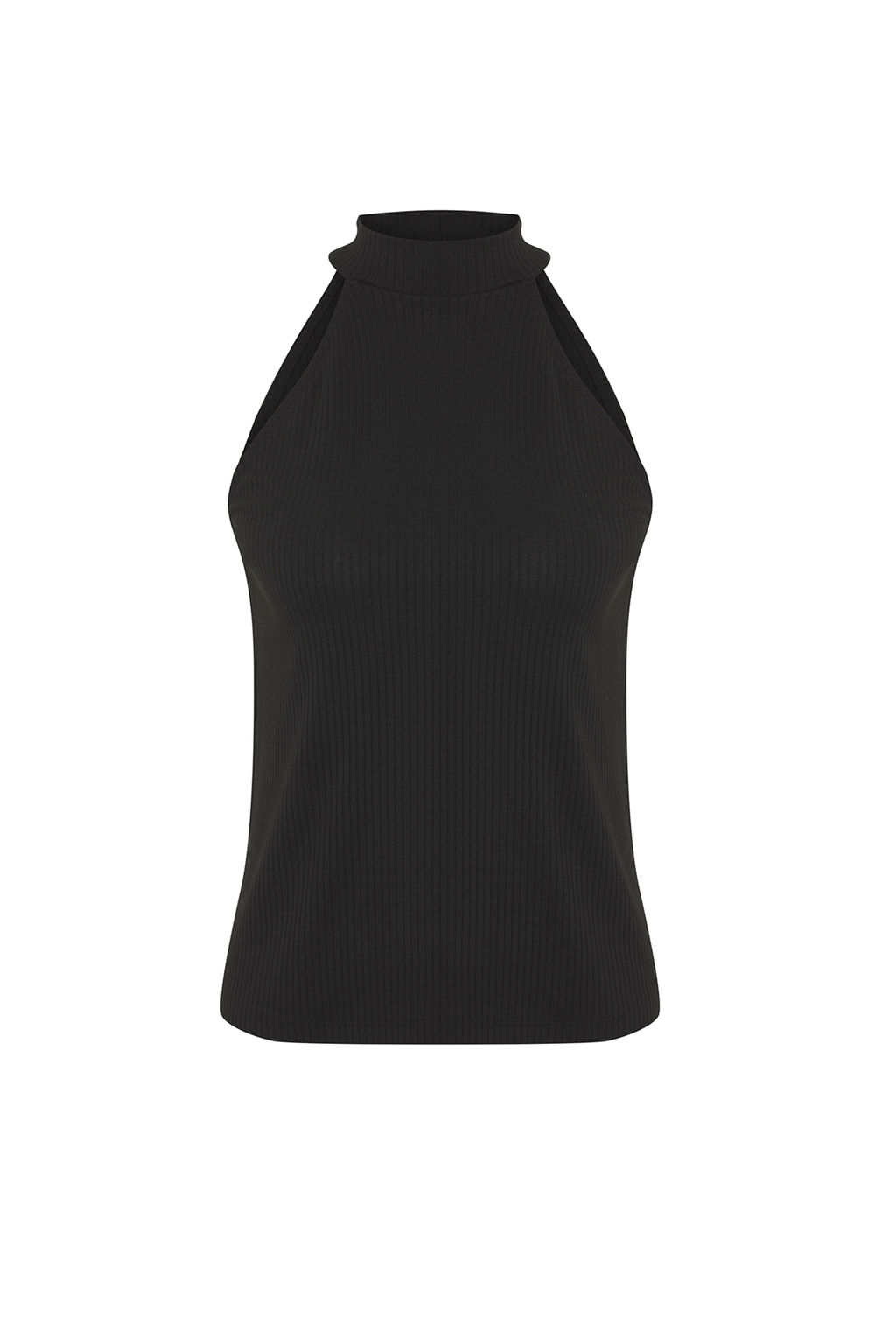 Siyah Regular/Normal Kal?p Halter Yaka Esnek Orme Atlet TWOSS25AL00021