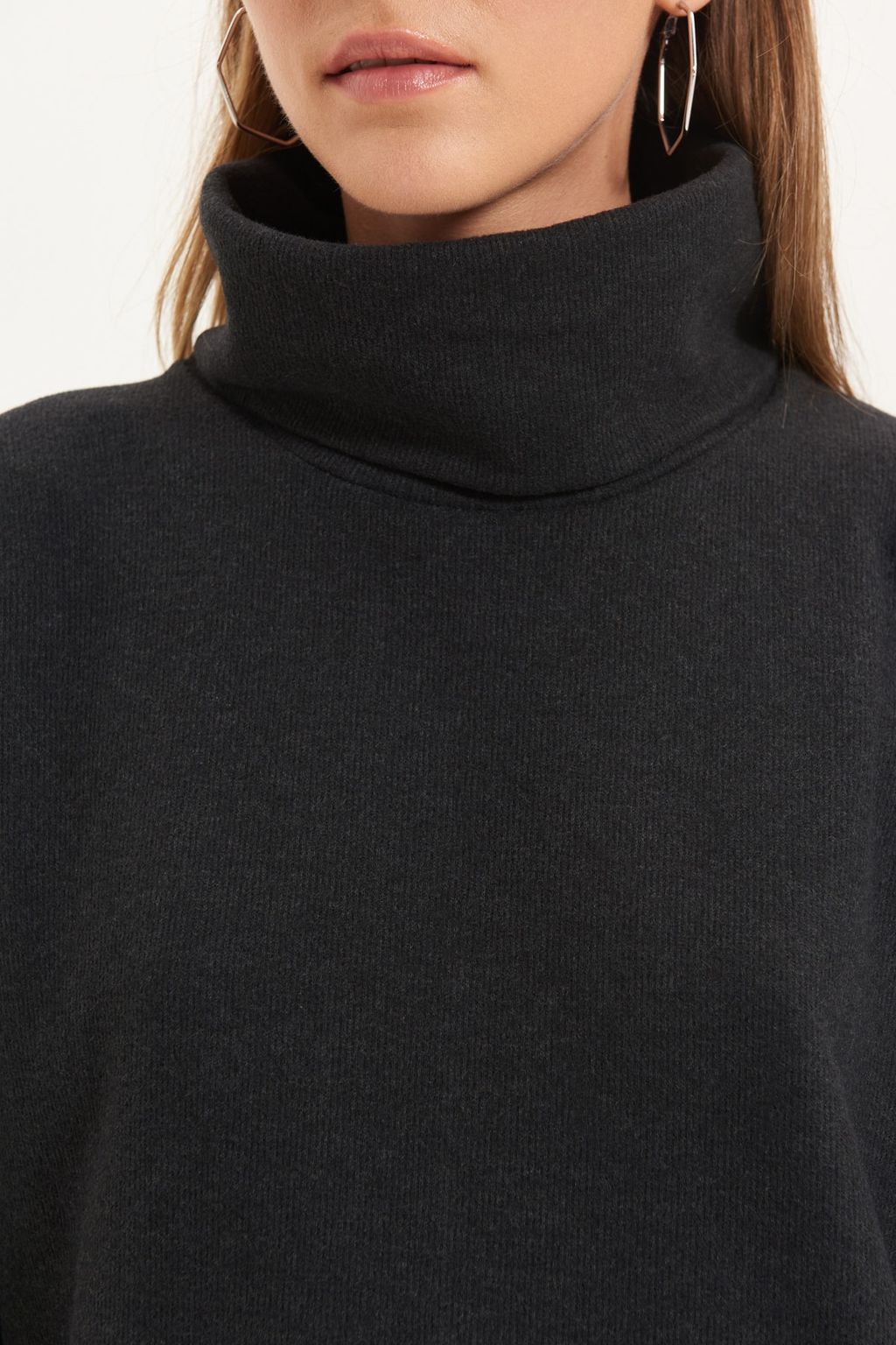 Antrasit Bal?kc? Yaka Shift/Duz Mini Selanik Uzun Kollu Orme Elbise TWOAW20EL1110