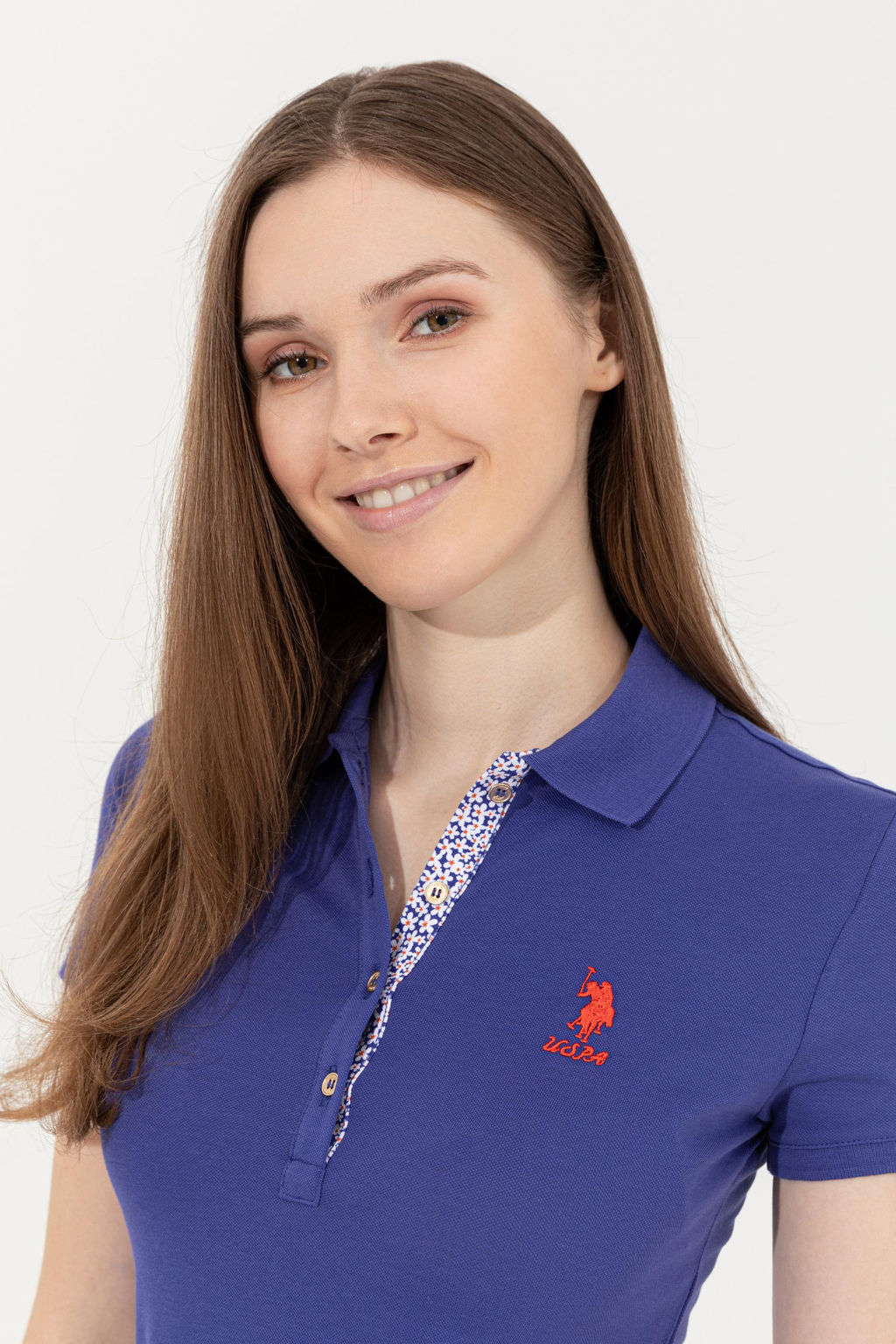 Женская синяя футболка с воротником поло Basic - U.s. polo assn фото 7