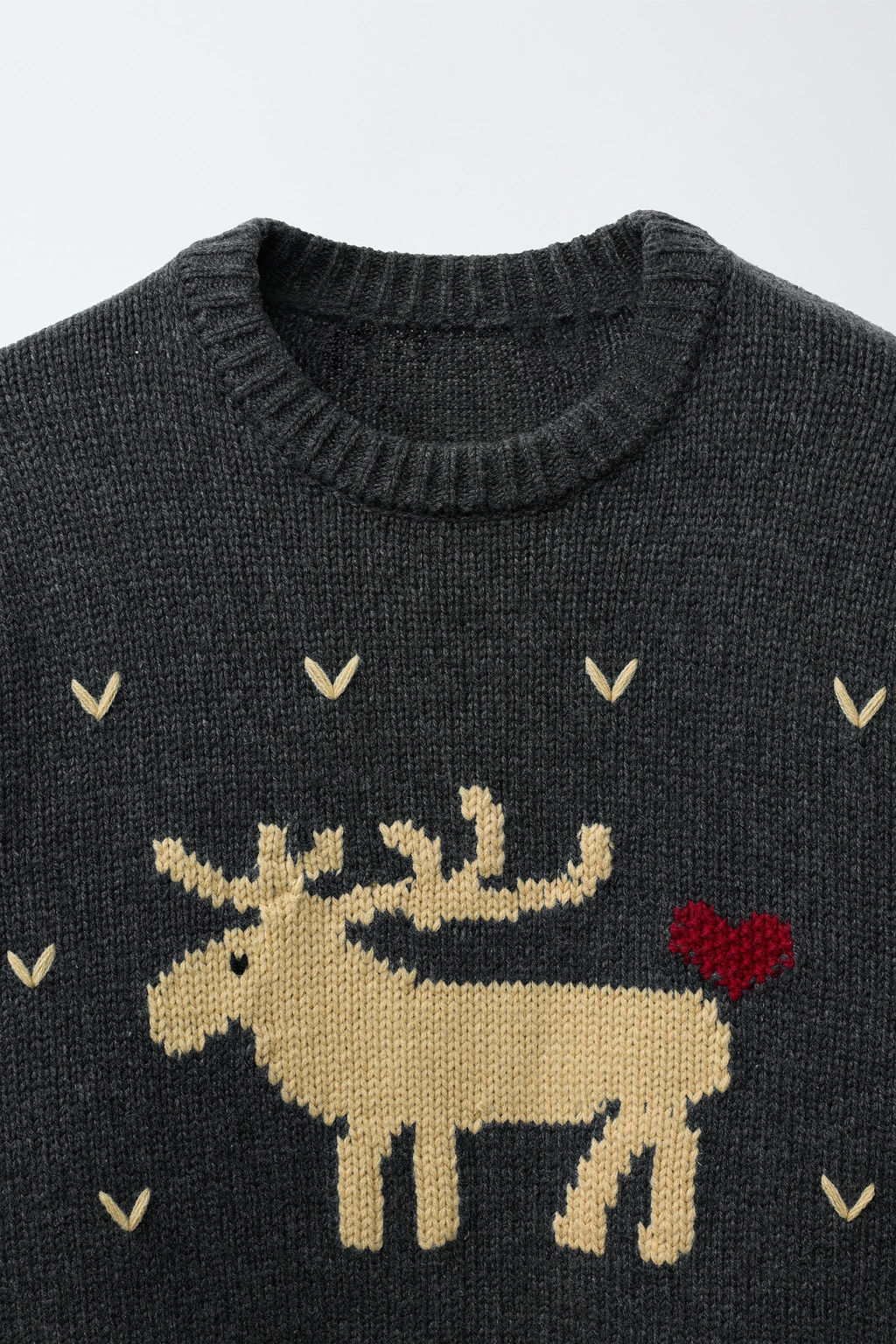 WOOL KNIT JUMPER EMBROIDERED REINDEER HEARTS - Zara фото 3
