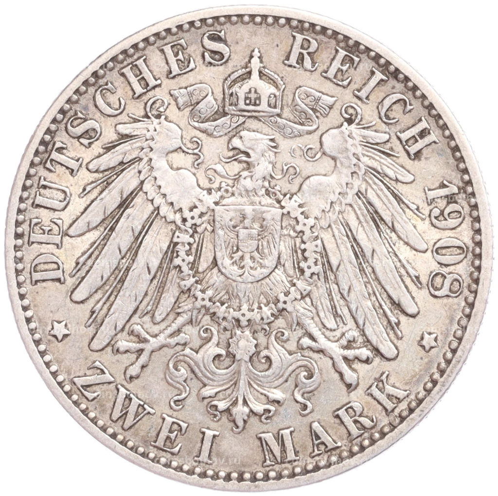 2 марки 1908 года D Германия (Бавария)