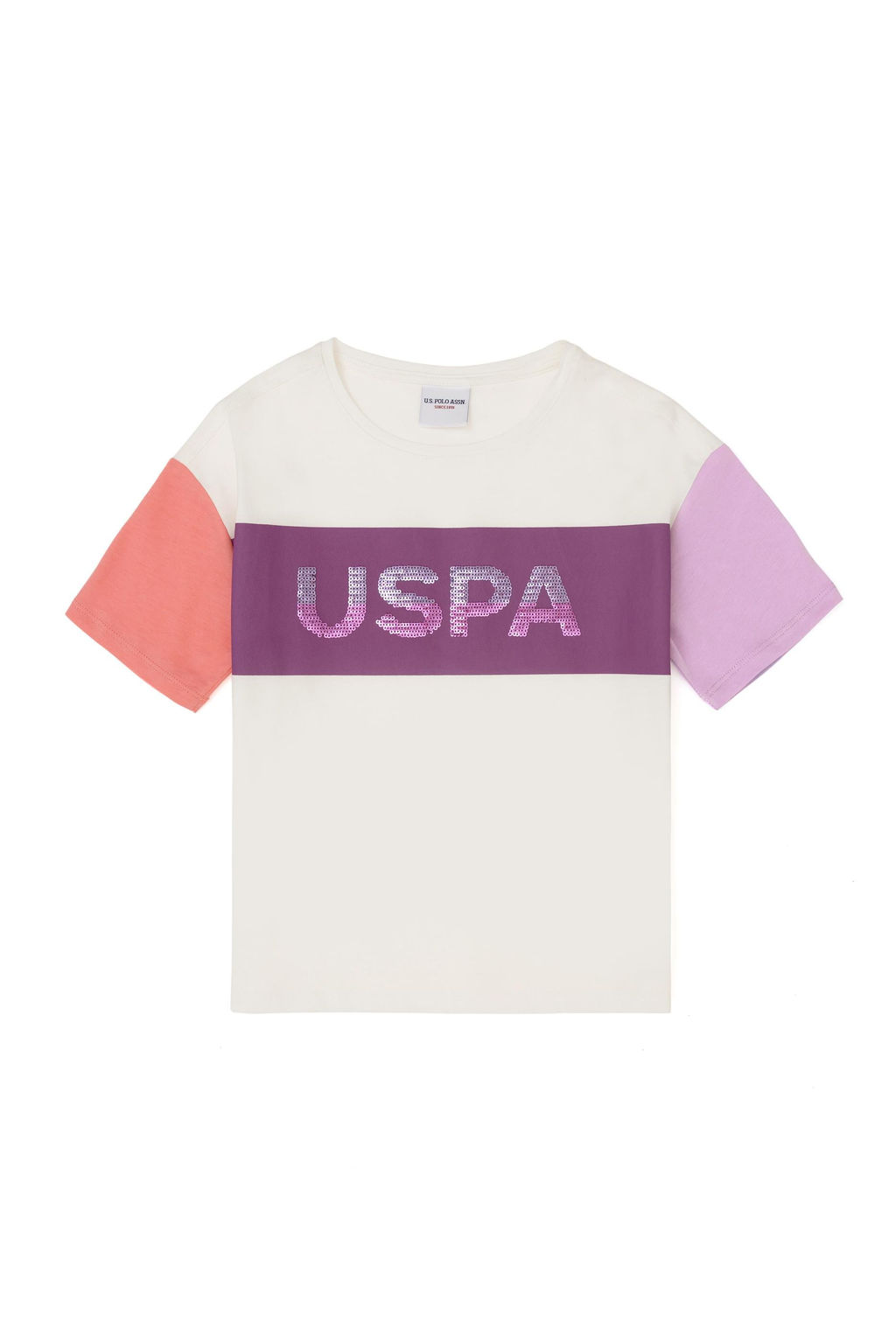 Футболка U.S. Polo Assn для девочек экрю хлопок  фото 16