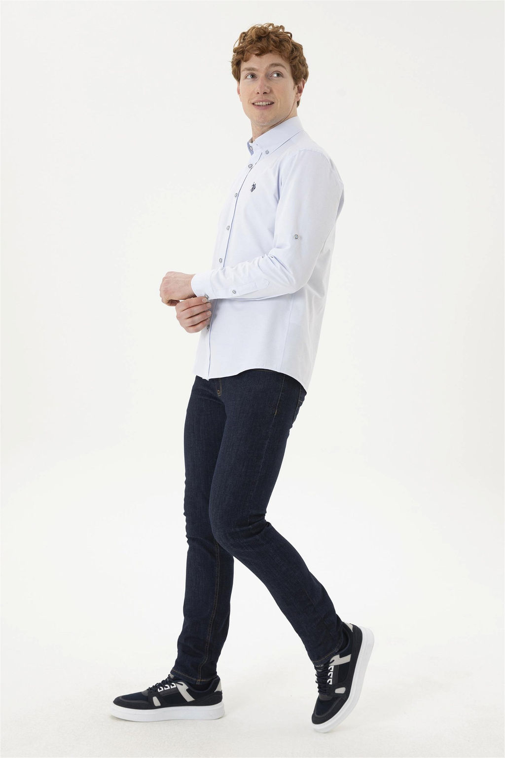 Мужская голубая рубашка с длинным рукавом - U.s. polo assn фото 4