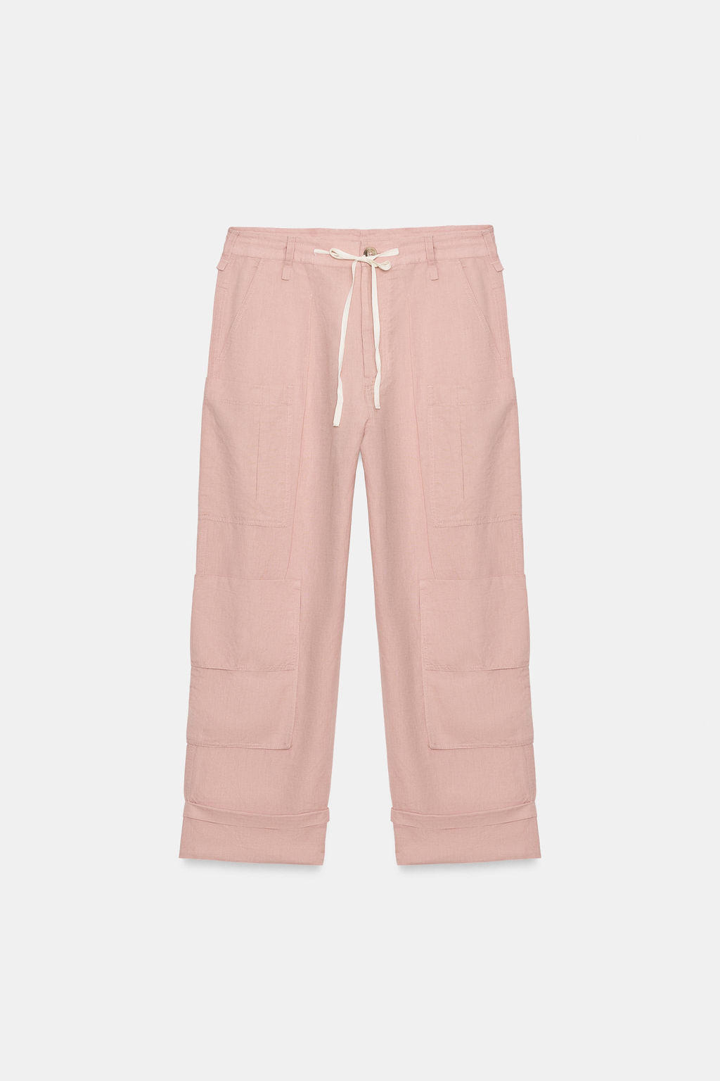 PANTAL?N CARGO CON LINO ZW COLLECTION / Rosa claro - Zara фото 5