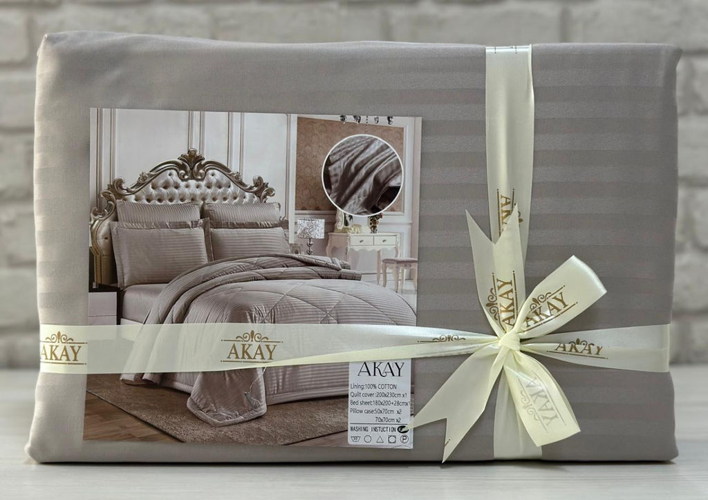 КПБ AKAY SATIN светло-серый 1,5 пвх