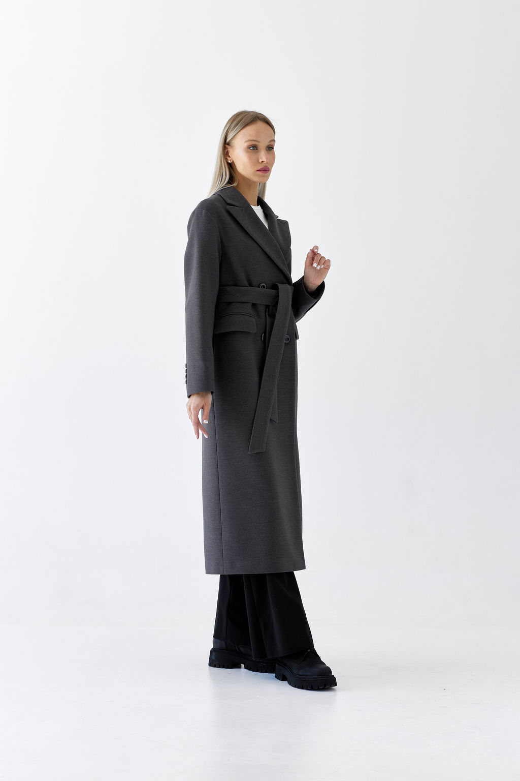 Пальто женское демисезонное 26102 (темно-серый)