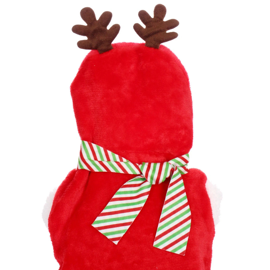 Кофта плюшевая с капюшоном для собак мелких пород "Олень Рудольф", размер XL (50*40см)