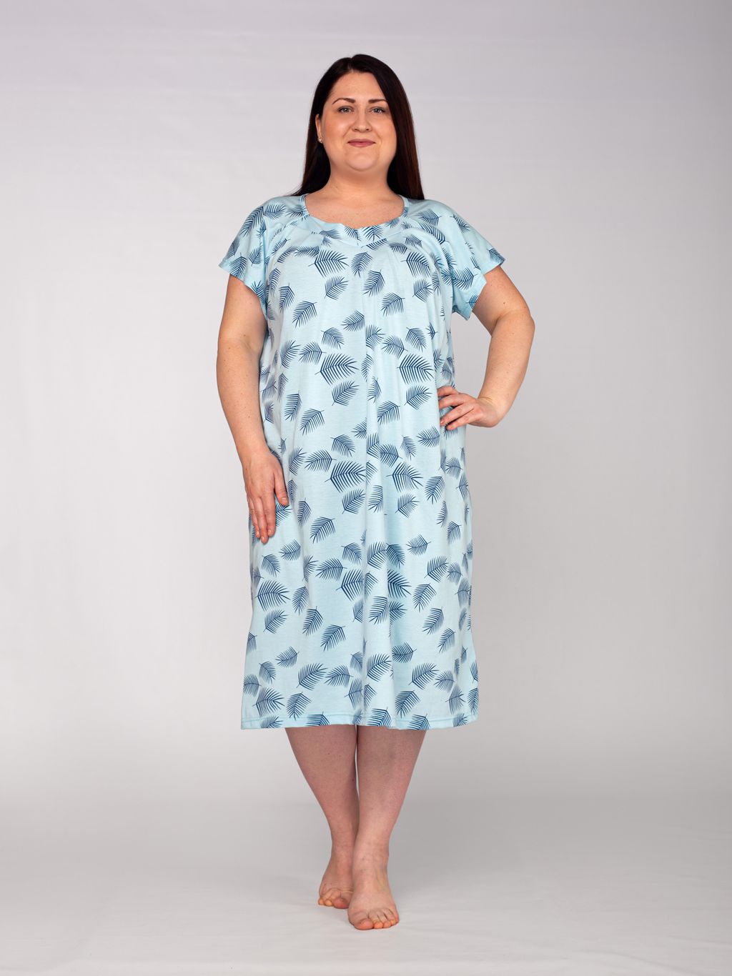 Ночная сорочка женская кулирка "СИМА" ПЕРЬЯ