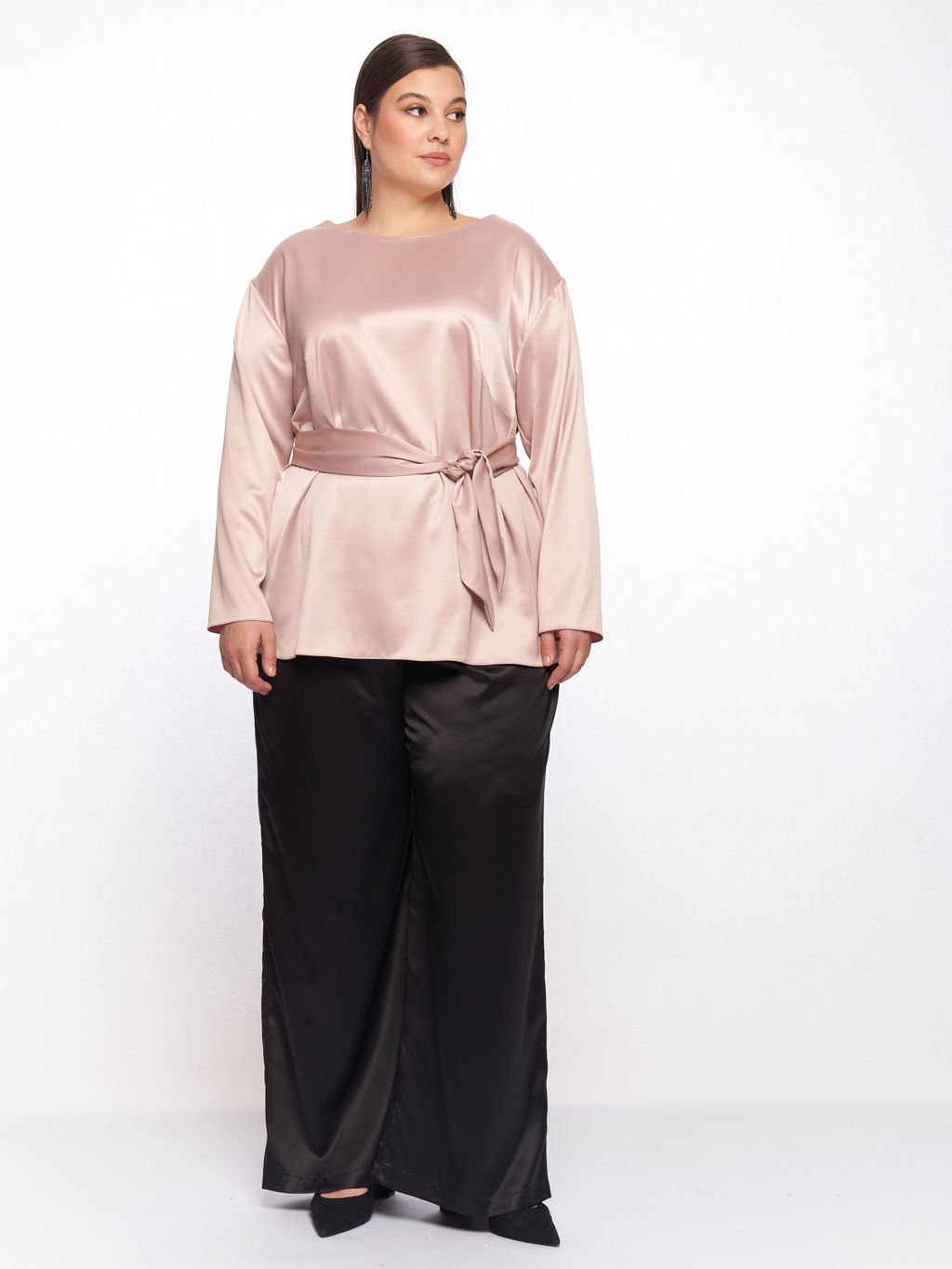 Атласная блузка с рукавами BL02137PIN37 - Артесса фото 10