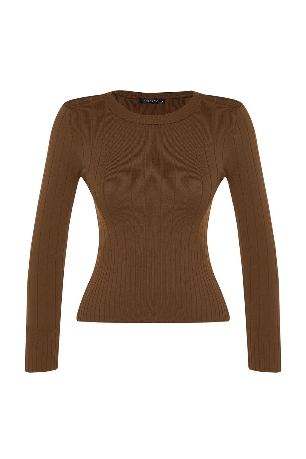 Kahverengi Basic Bisiklet Yaka Triko Kazak TWOAW23KZ01249