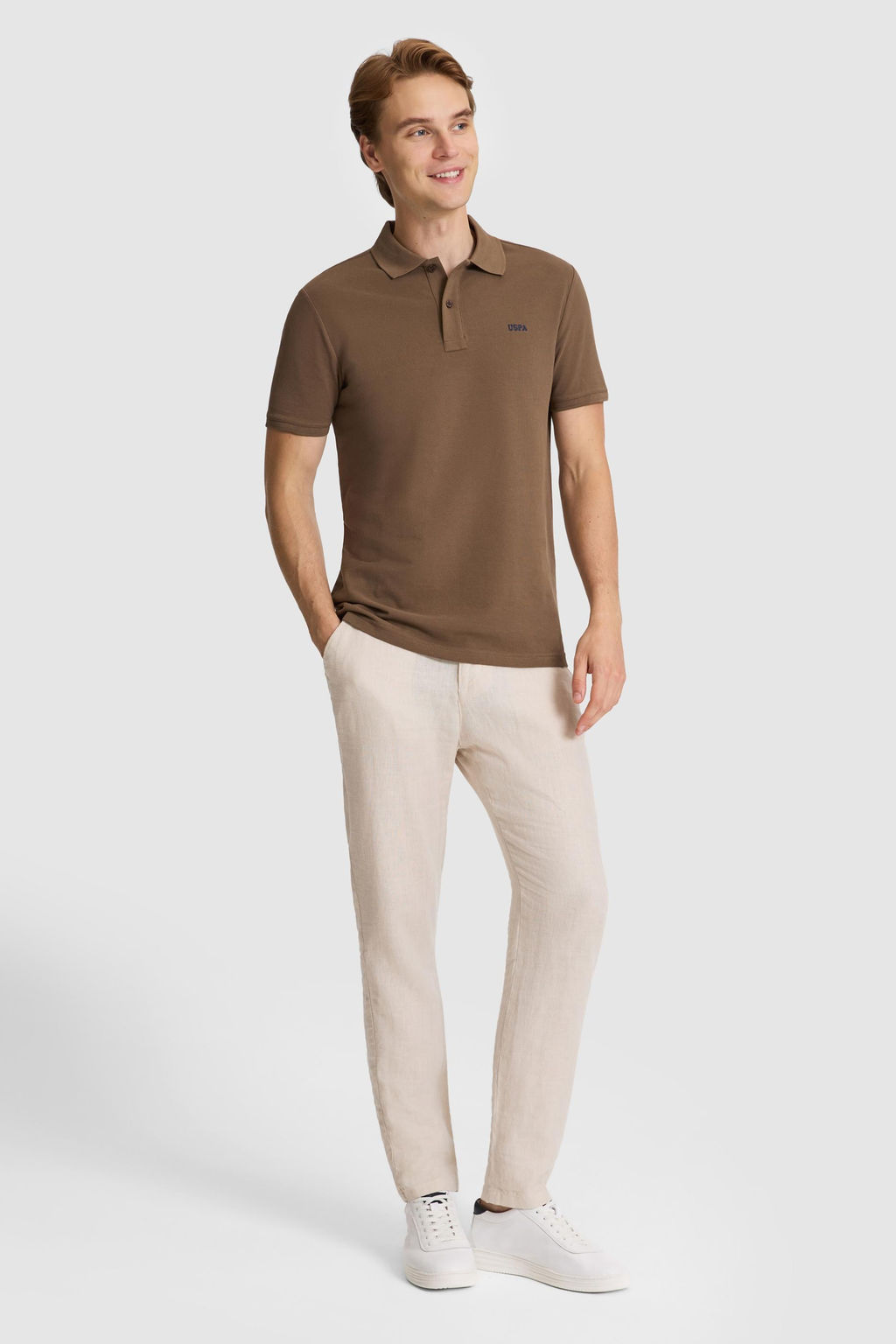Erkek Kahverengi Regular Fit Polo Yaka Basic Ti__rt