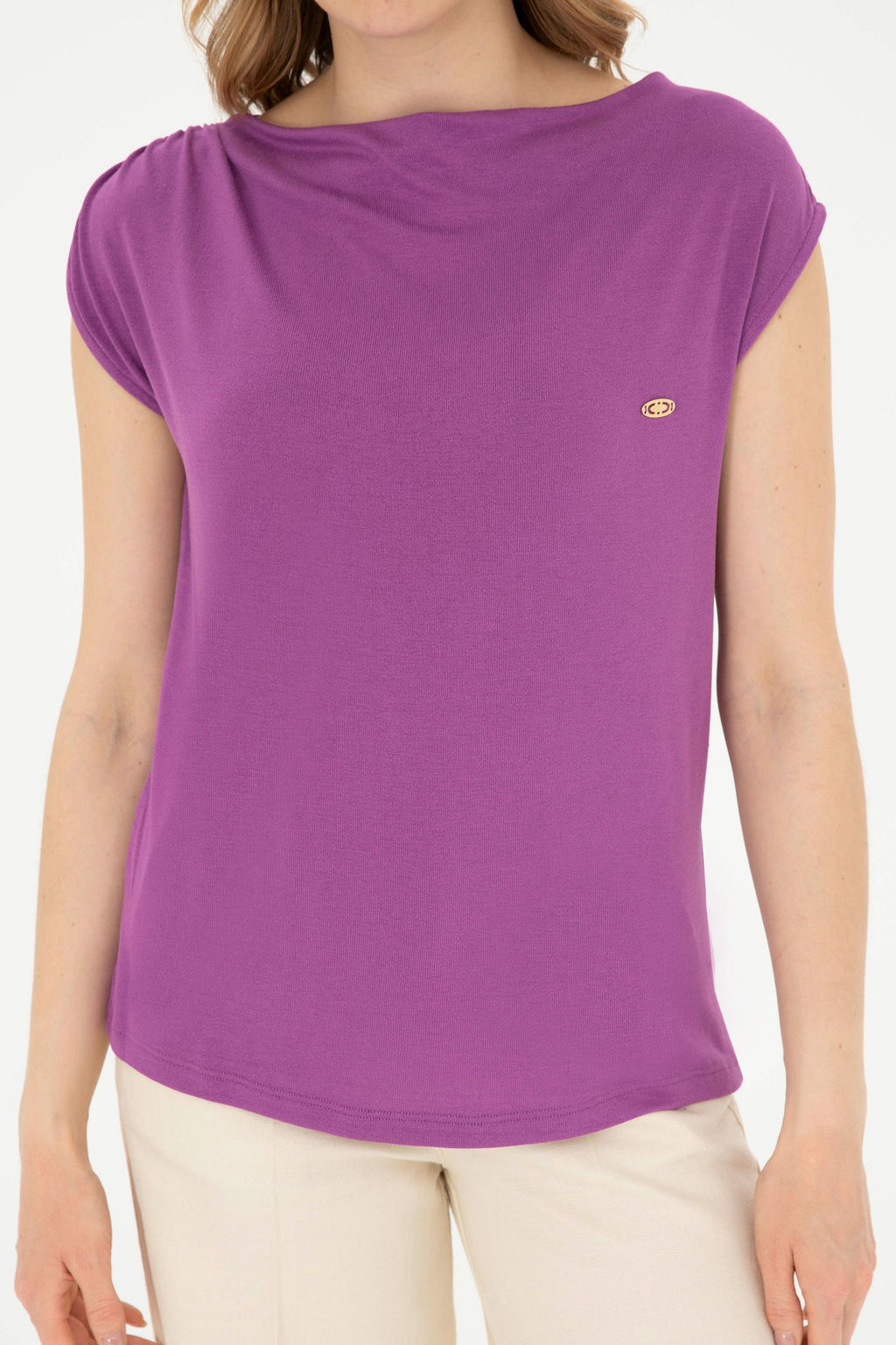 Женская фиолетовая футболка с круглым вырезом Неожиданная скидка в корзине - U.s. polo assn фото 6