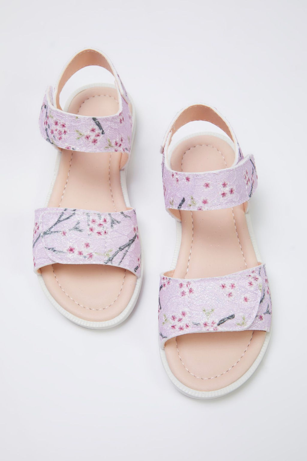 Trendyol Shoes Pembe Cicek Desenli Simli C?rt Bantl? Kucuk K?z Cocuk Kids Sandalet TAKSS25SD00052