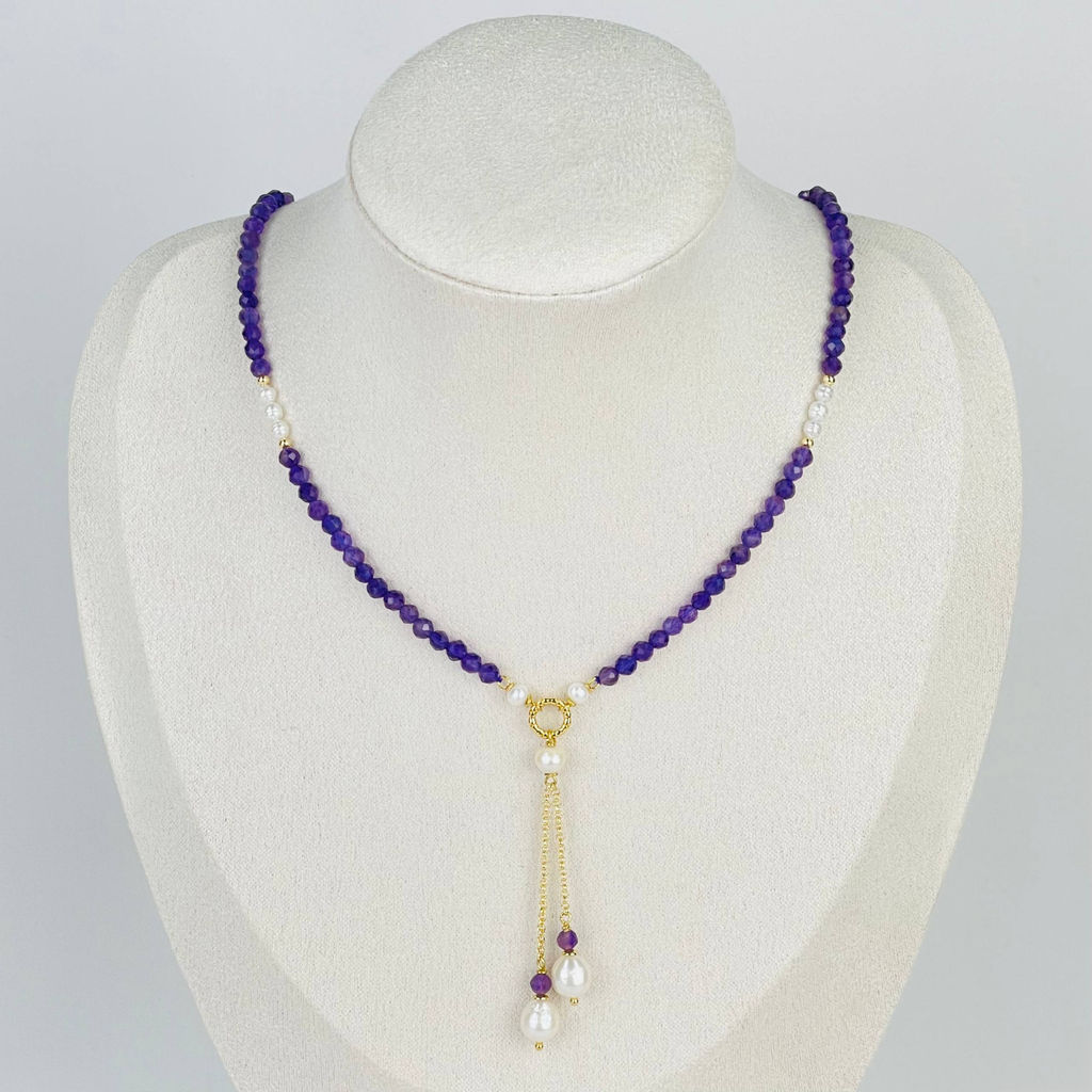 Колье из Аметиста и Жемчуга 42 см +