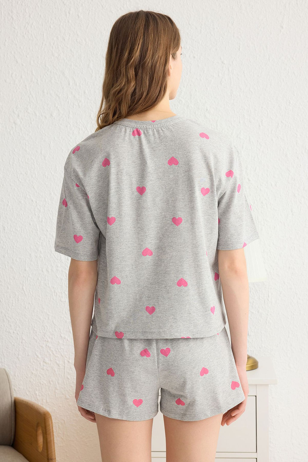 Trendyolmilla Pembe %100 Pamuklu Kalpli Sortlu Orme Pijama Tak?m? THMSS24PT00029 фото 4