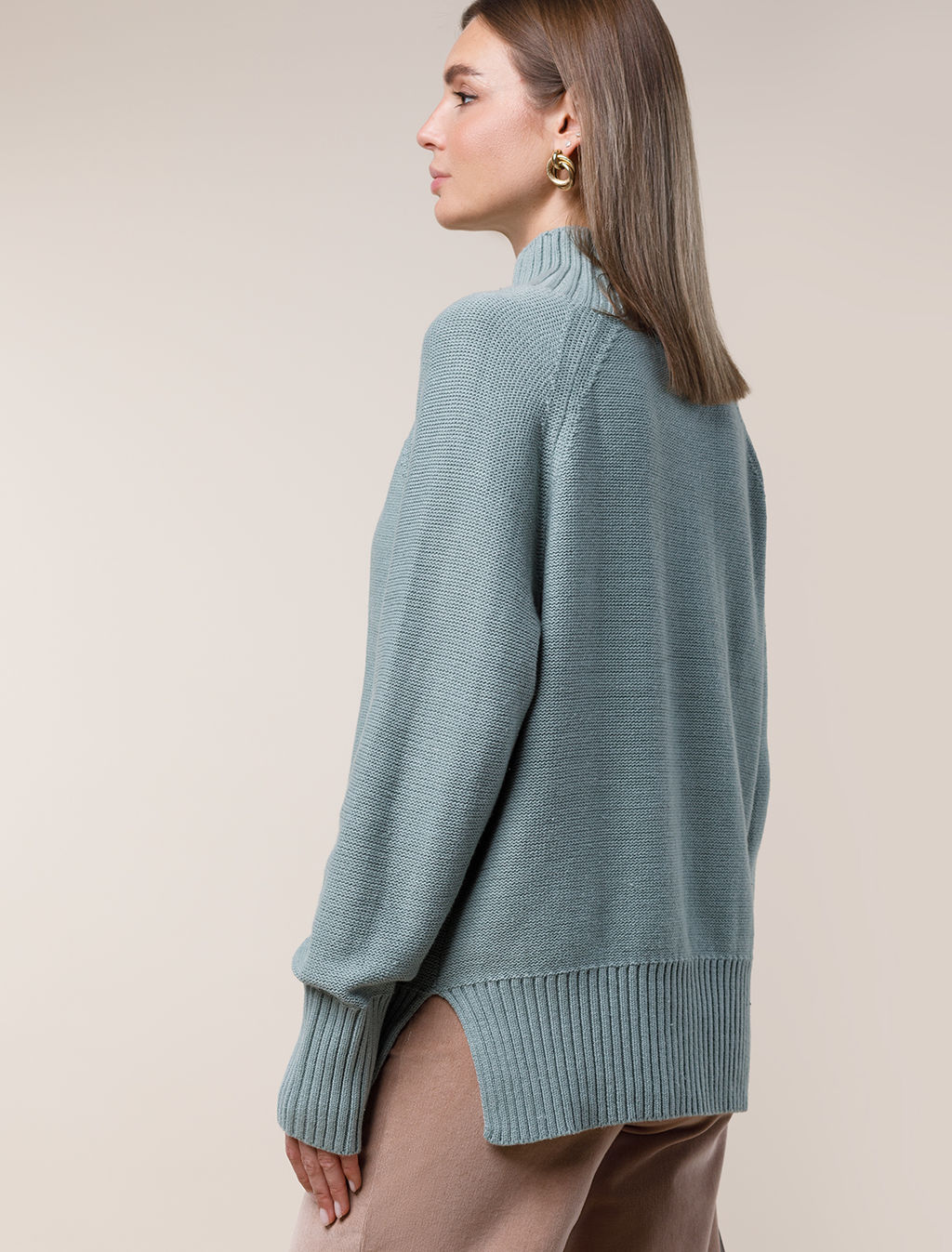 Свитер фактурной вязки с узором косы - Vilatte фото 4