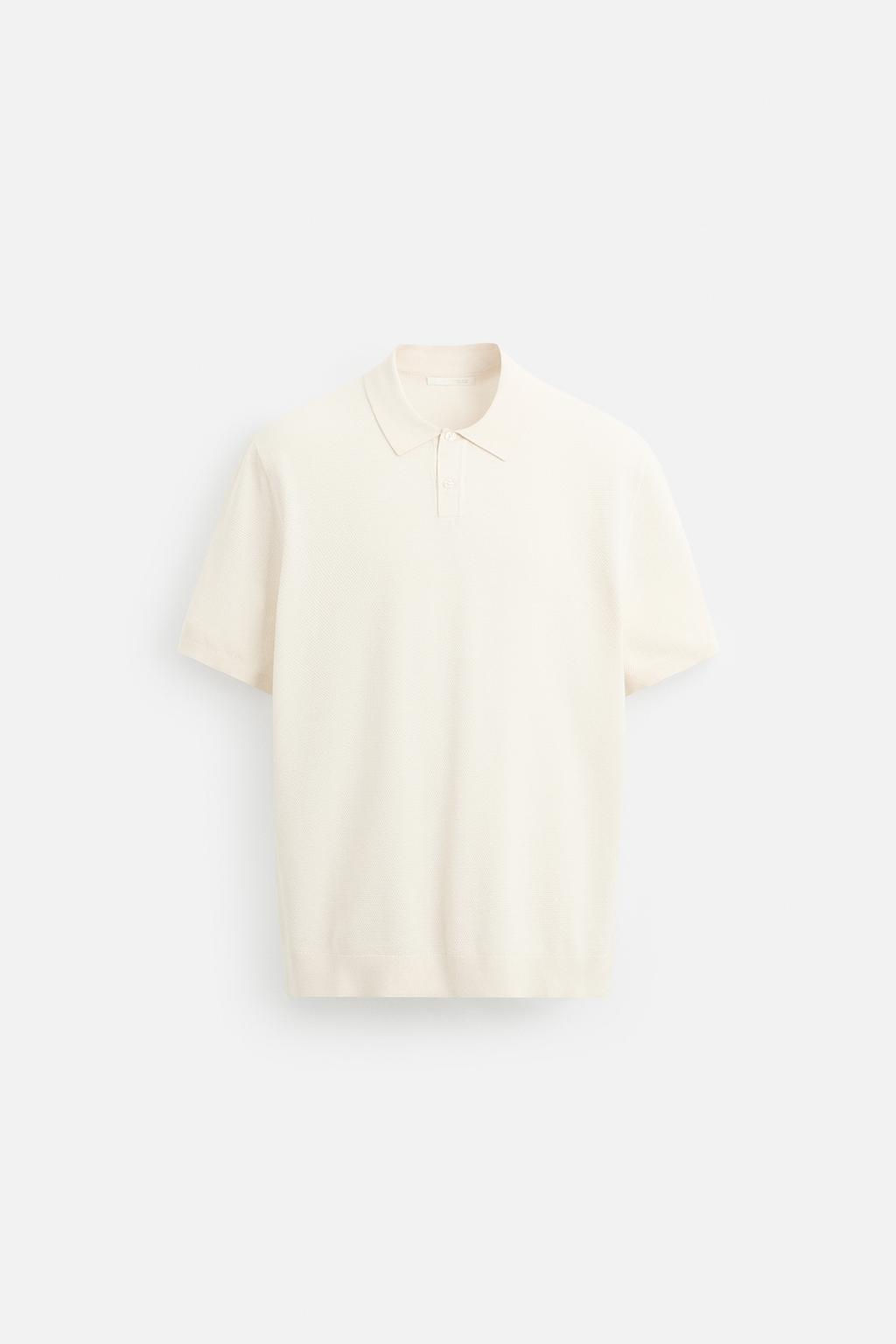TEXTURED PIQUE KNIT POLO SHIRT - Zara фото 16