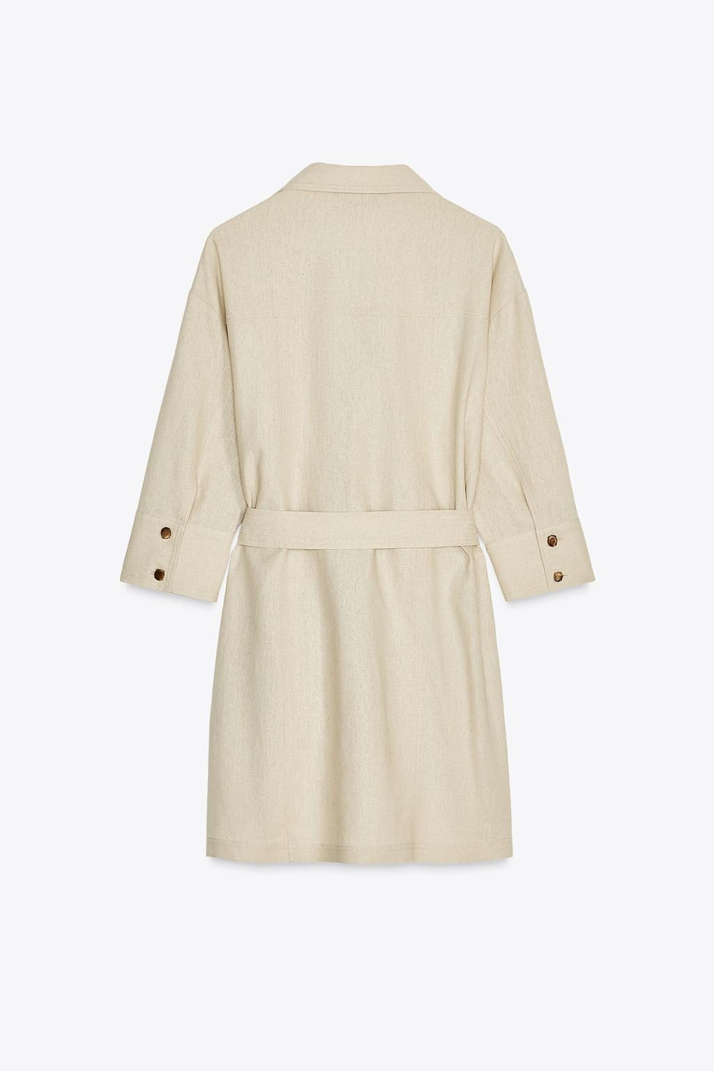 BELTED LINEN MINI DRESS