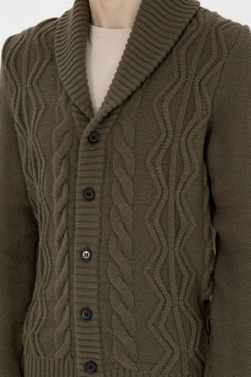 Мужской трикотажный кардиган цвета хаки - U.s. polo assn фото 6