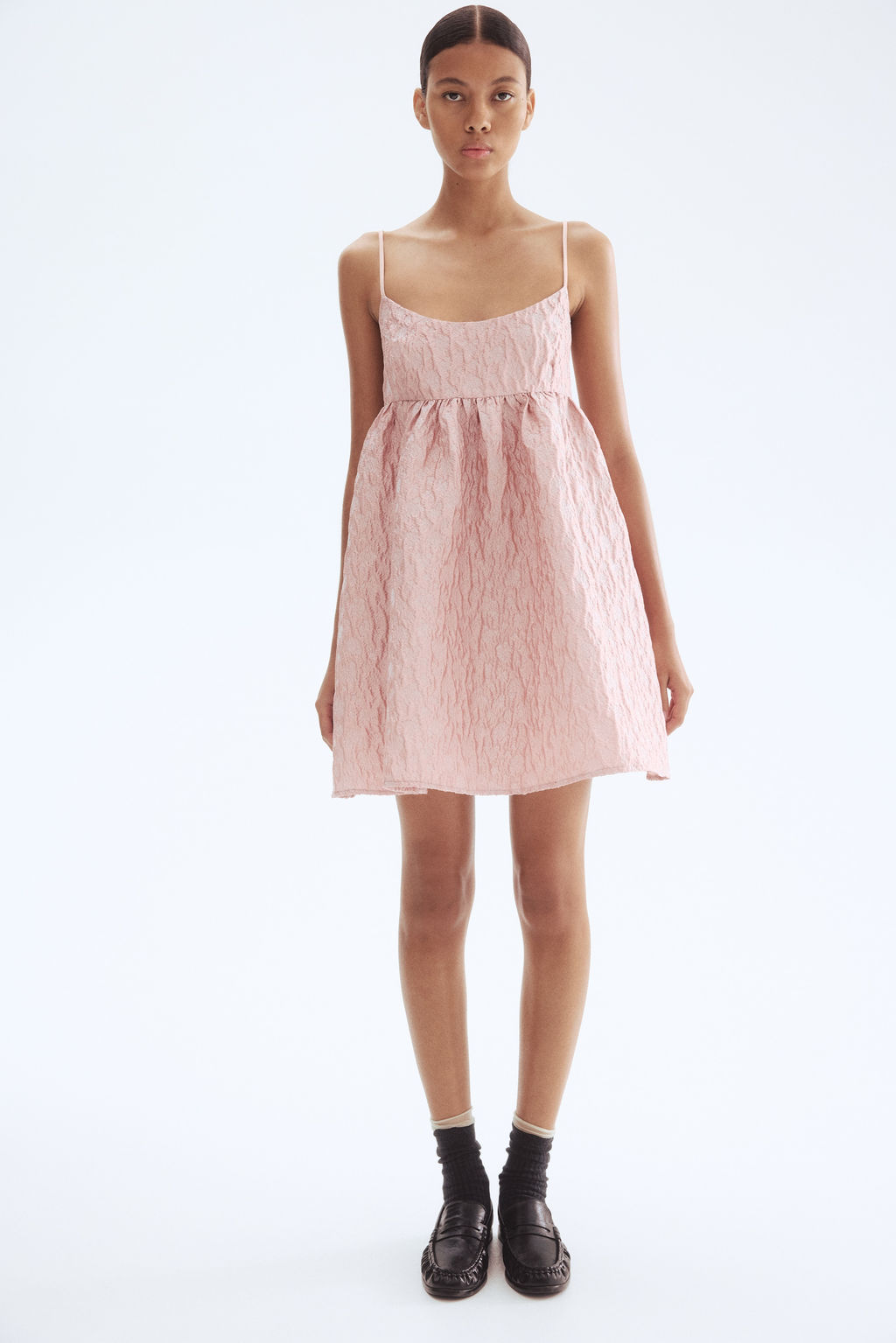 Vestido en tejido jacquard con tirantes espagueti - H&m фото 6