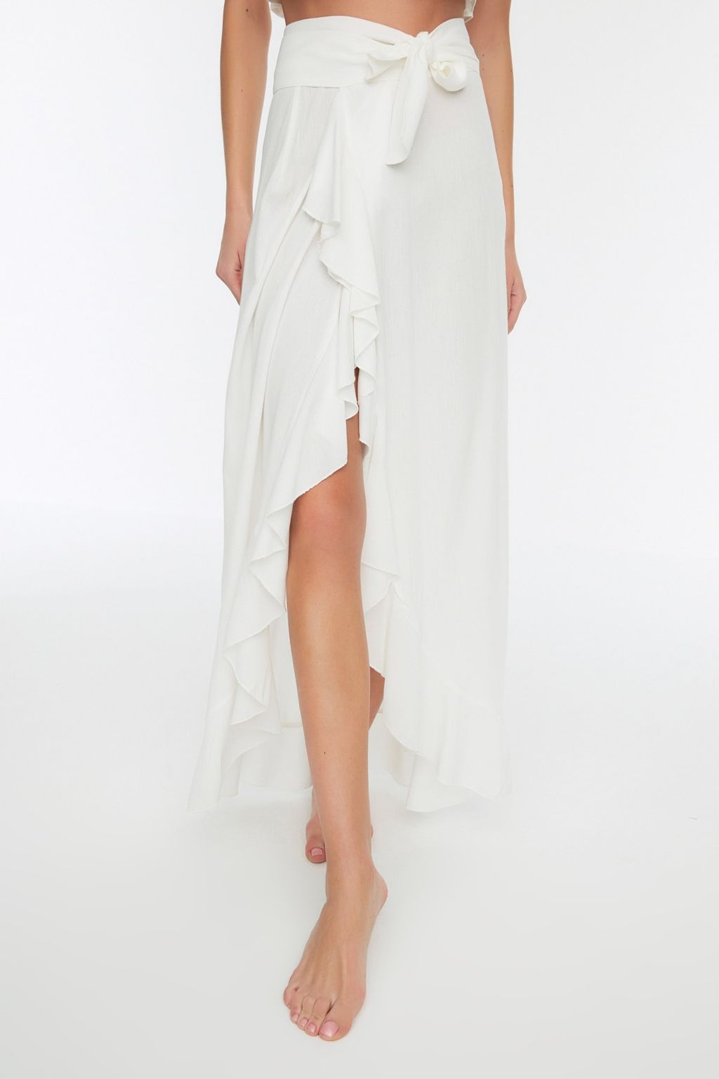 TRENDYOLMILLA Ekru Maxi Dokuma Volanl? Plaj Etegi TBESS19WV0004  фото 8