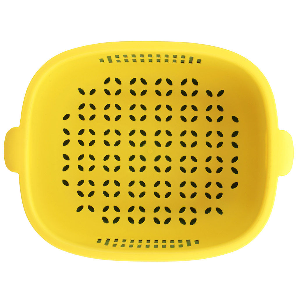 Лоток пластмассовый Фестиваль с решетчатой вставкой (дуршлаг) для мытья и хранения овощей, фруктов и ягод 24х18см h9,8см, цвет - желто-зеленый (Китай) - Домашняя мода фото 4