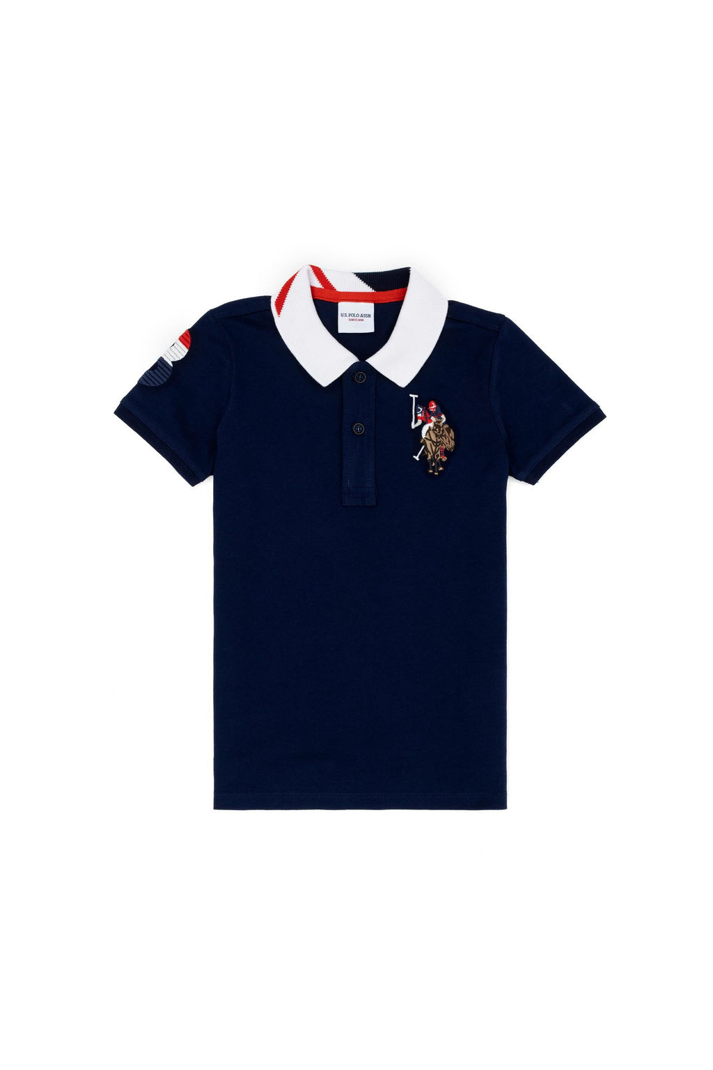Темно-синяя базовая футболка с воротником-поло для мальчиков - U.s. polo assn фото 7