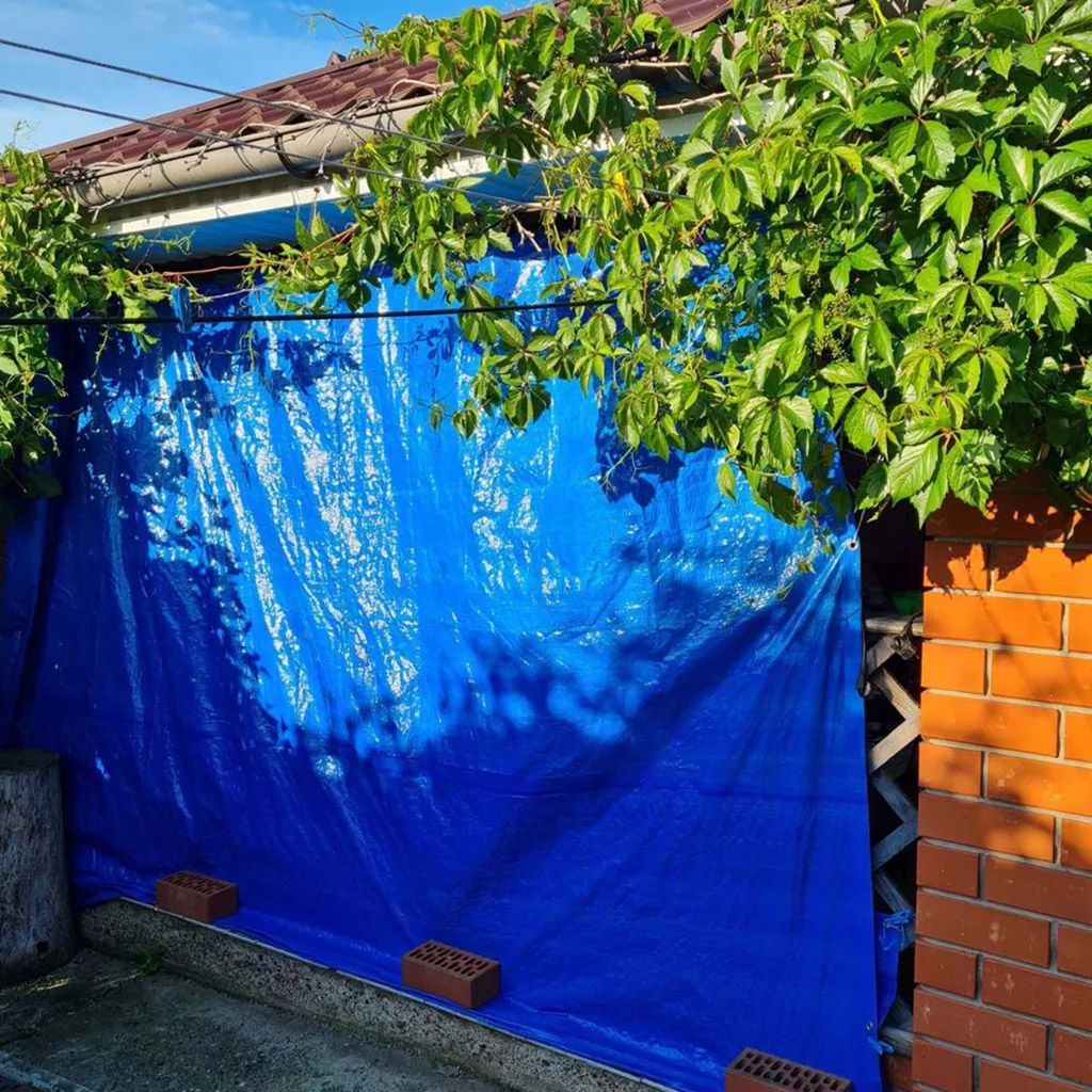 Тент 4х6м из полипропилена 75г/м2, водонепроницаемый, на люверсах, синий (Россия)