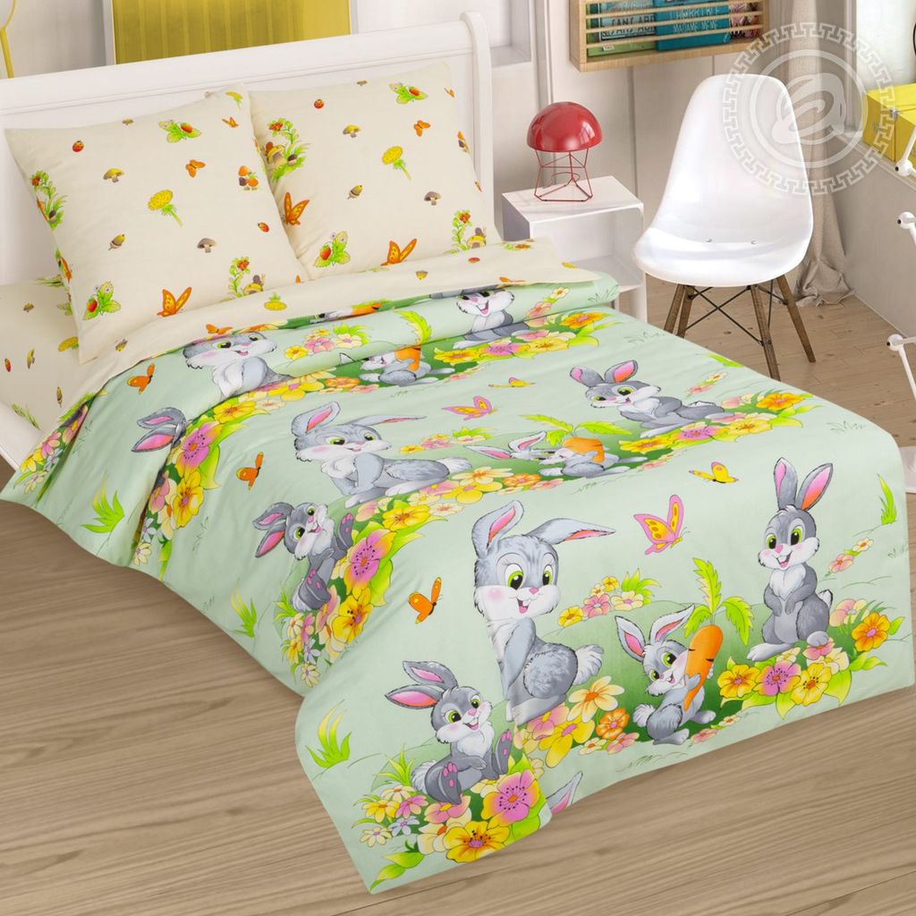 Степашка 1,5 сп./Пододеяльник: 1 шт. - 215*145; Простыня: 1 шт. - 214*150; Наволочка: 2 шт. - 70*70; Поплин детский