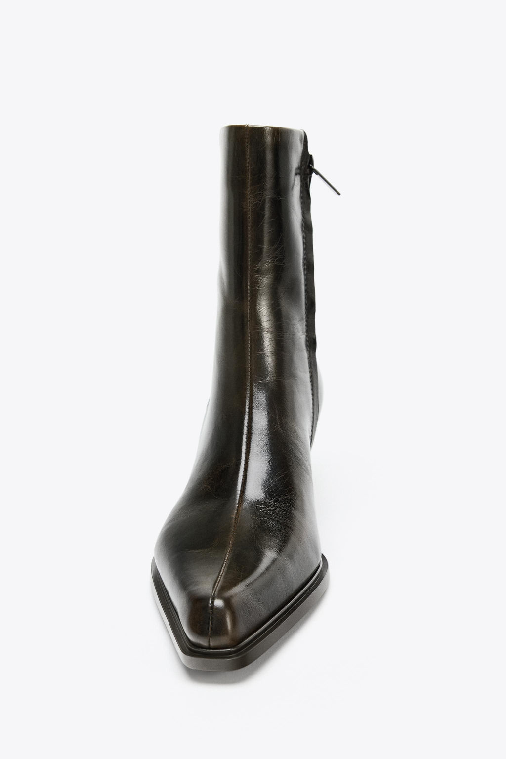 LEATHER KITTEN HEEL ANKLE BOOTS - Zara фото 4