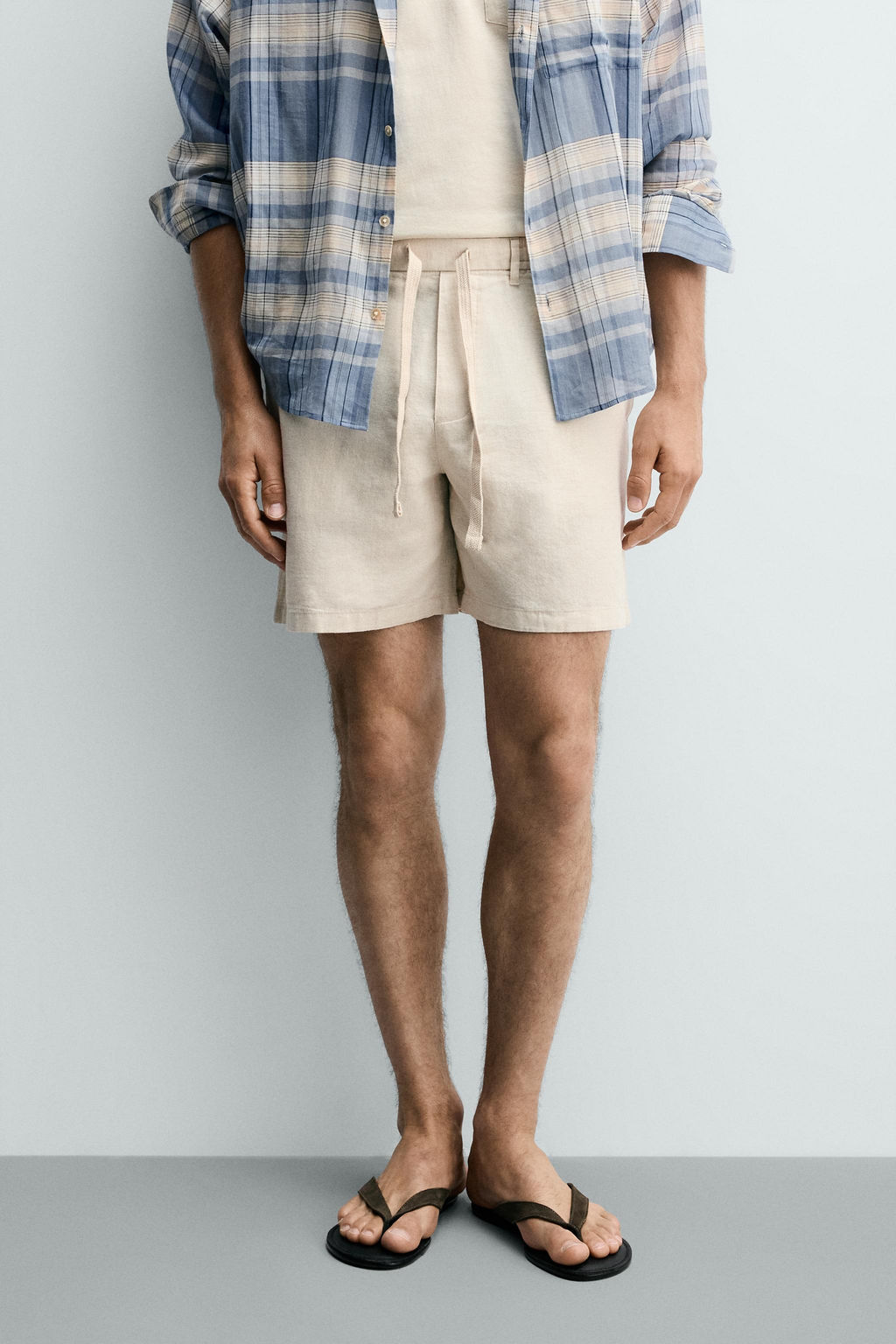 BERMUDA RELAXED FIT ALGOD?N - LINO / Marr?n / Crudo - Zara фото 2