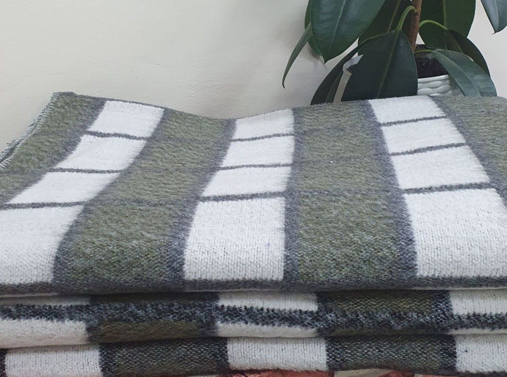 Одеяло п/шерсть 50% ОПШ-1 100*140 клетка хаки