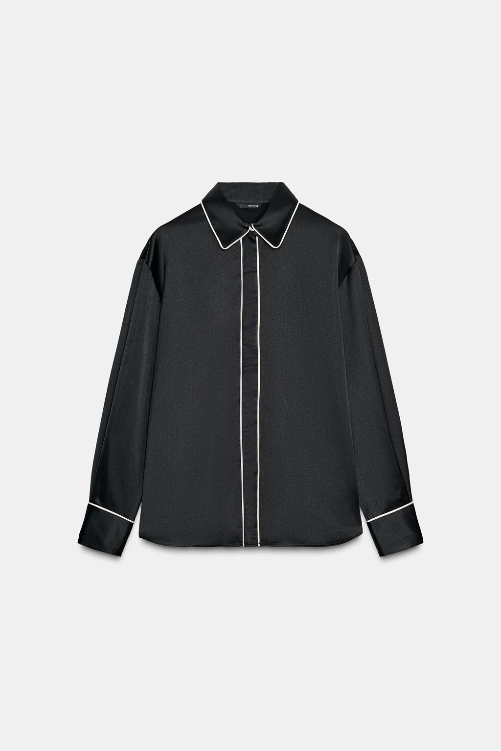 OVERSIZE SATIN SHIRT WITH CONTRAST PIPING - Zara фото 5