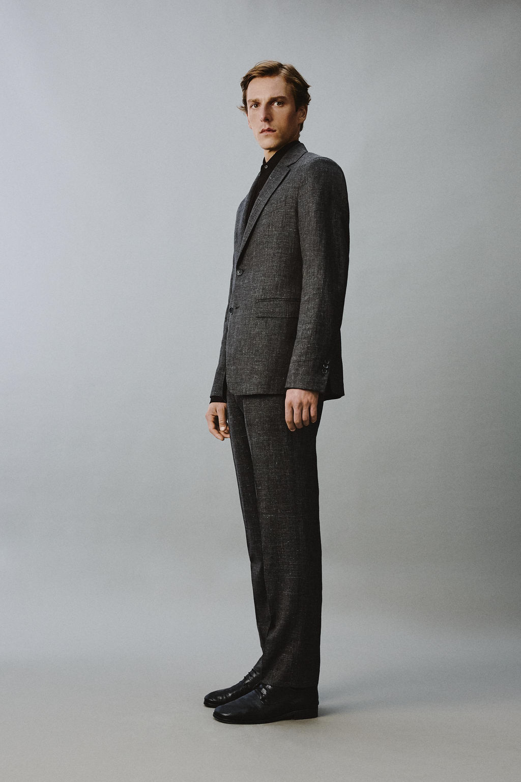 BLAZER TRAJE RELAXED FIT VISCOSA - LINO / Negro