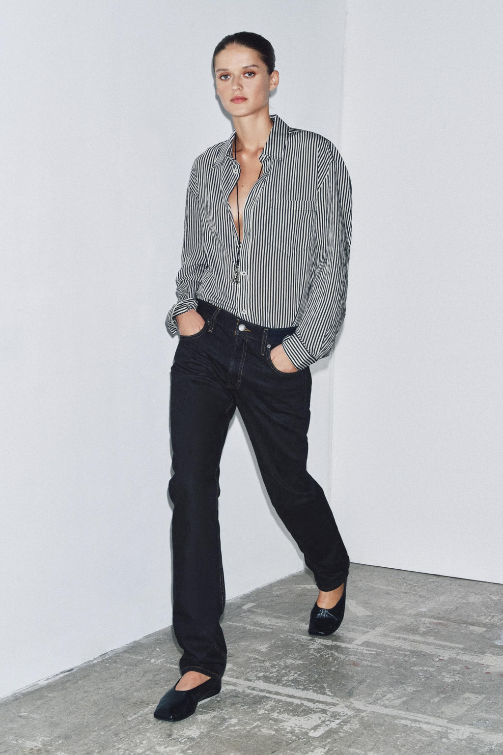 STRIPED FLOWING SHIRT ZW COLLECTION