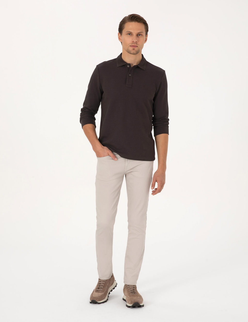 Koyu Kahverengi Slim Fit Sweatshirt - Pierre cardin фото 4