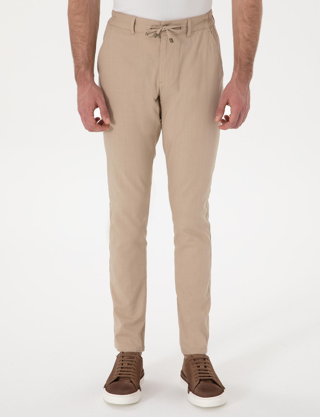 Bej Slim Fit Keten G_r_n_ml_ Kanvas Pantolon - Pierre cardin фото 2