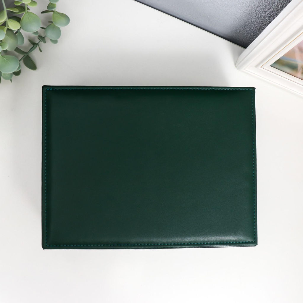 Шкатулка кожзам для украшений Тёмно-зелёная матовая 9х23х17 см - Simaland фото 4
