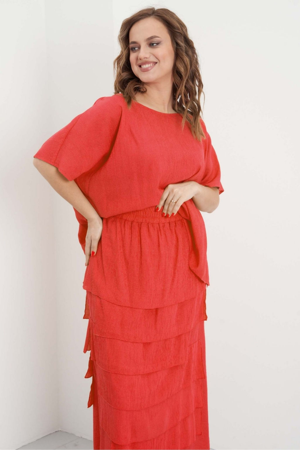 Костюм юбочный 4473 апельсин - Fantazia mod фото 3