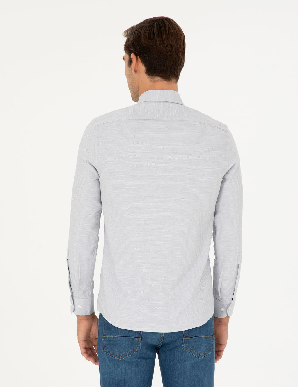 Gri Slim Fit Uzun Kollu G_mlek