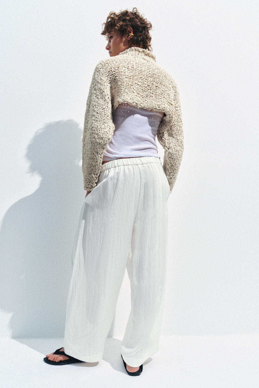 PANTAL?N BARREL FLUIDO ZW COLLECTION / Blanco roto - Zara фото 13