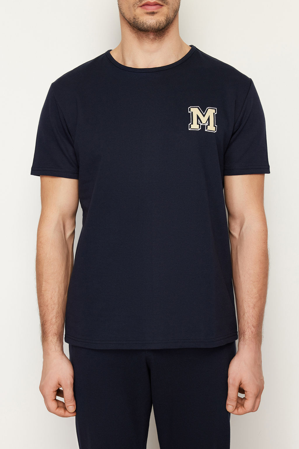 TRENDYOL MAN Lacivert K?sa Kol Bask?l? Regular Fit Pijama Tak?m? TMNSS24PT00000 - Trendyolmilla фото 4
