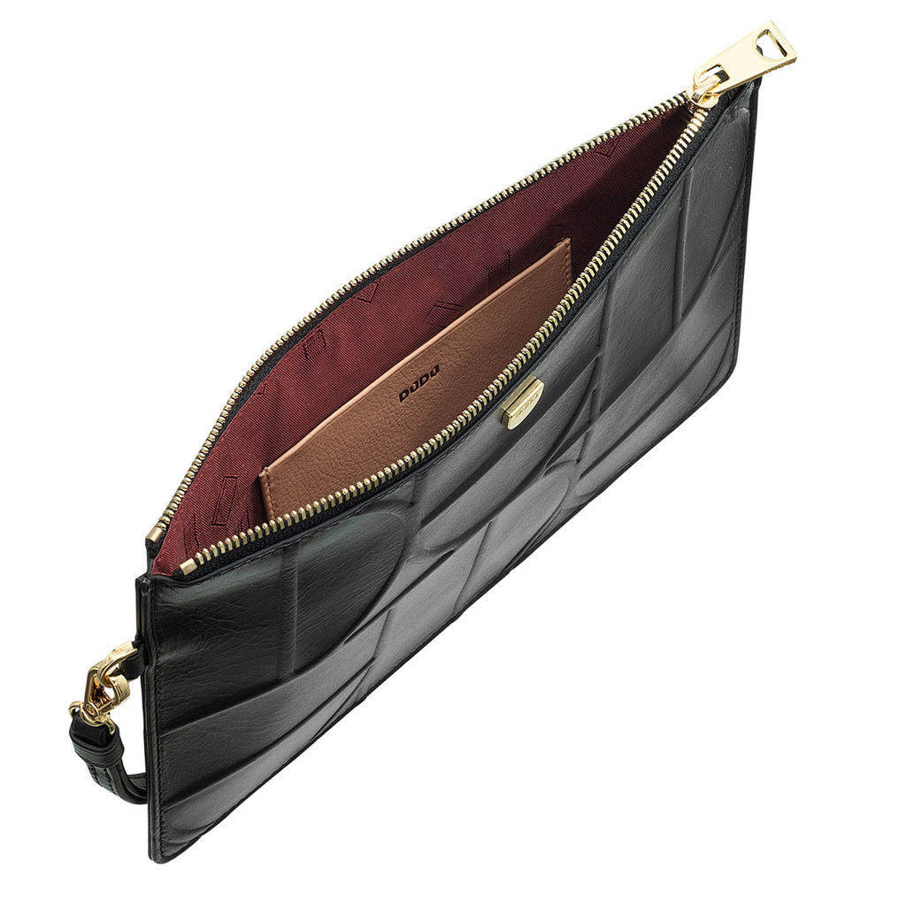 Итальянская кожаная женская сумочка-клатч DuDu серии Bogota | черно-нюдовый