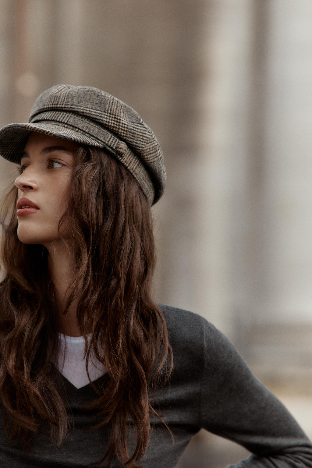 CHECK NAUTICAL CAP WITH WOOL