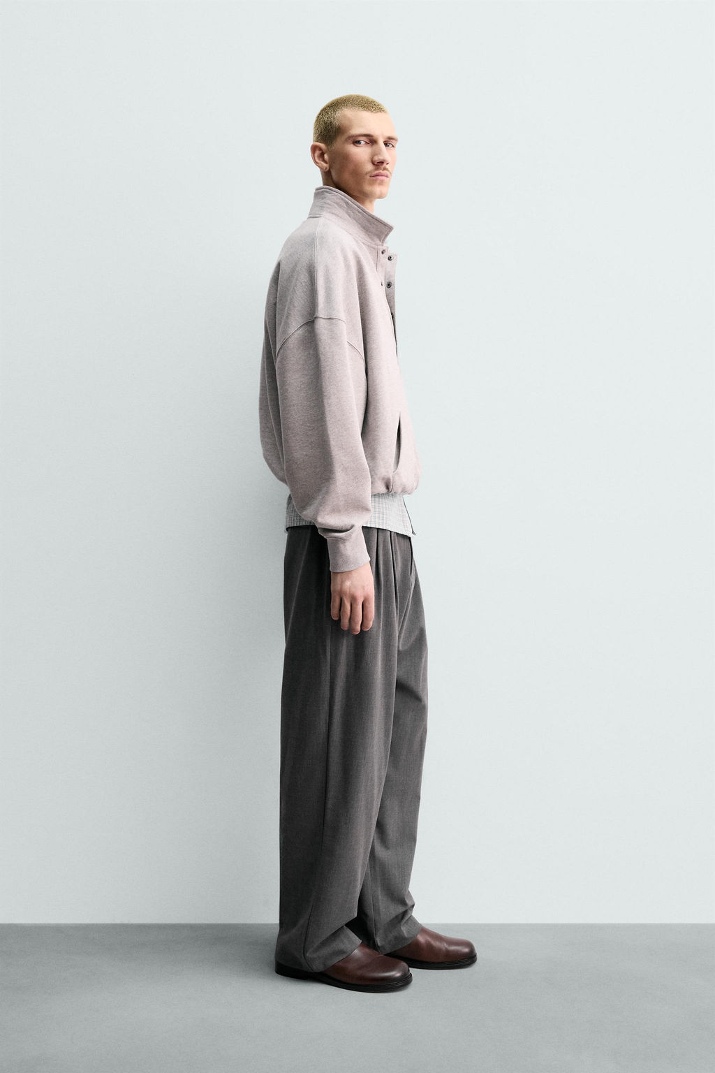 PANTAL?N WIDE FIT PLIEGUES / Gris - Zara фото 4
