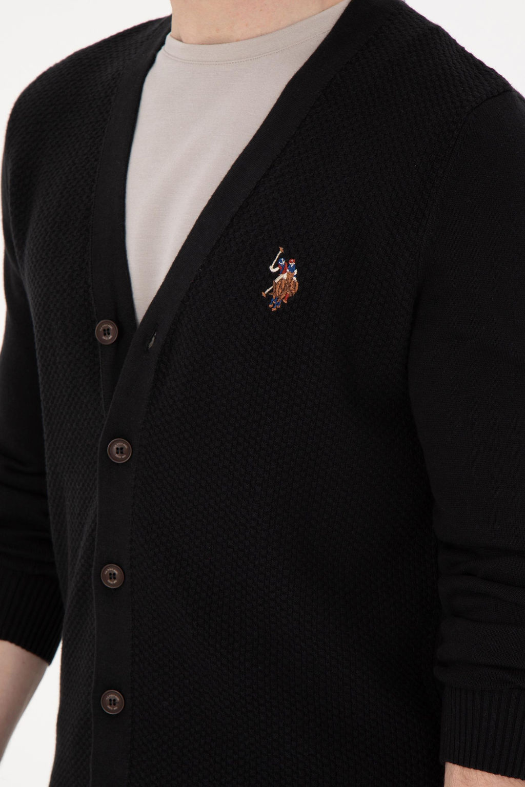 Мужской черный базовый трикотажный кардиган Неожиданная скидка в корзине - U.s. polo assn фото 7