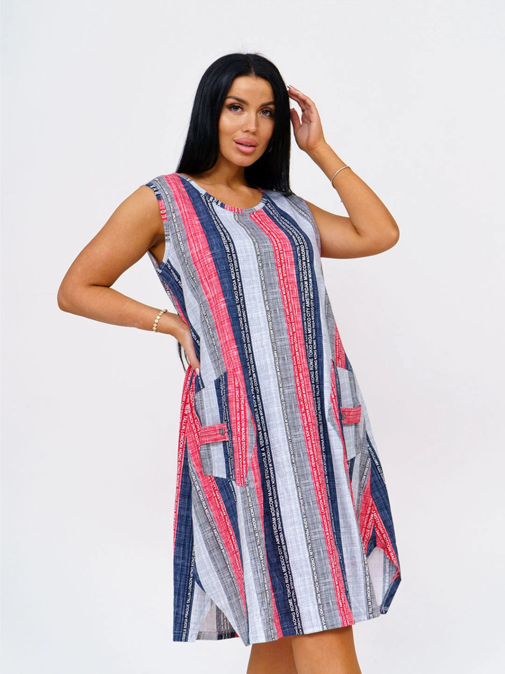 Платье женское, цвет синий красный