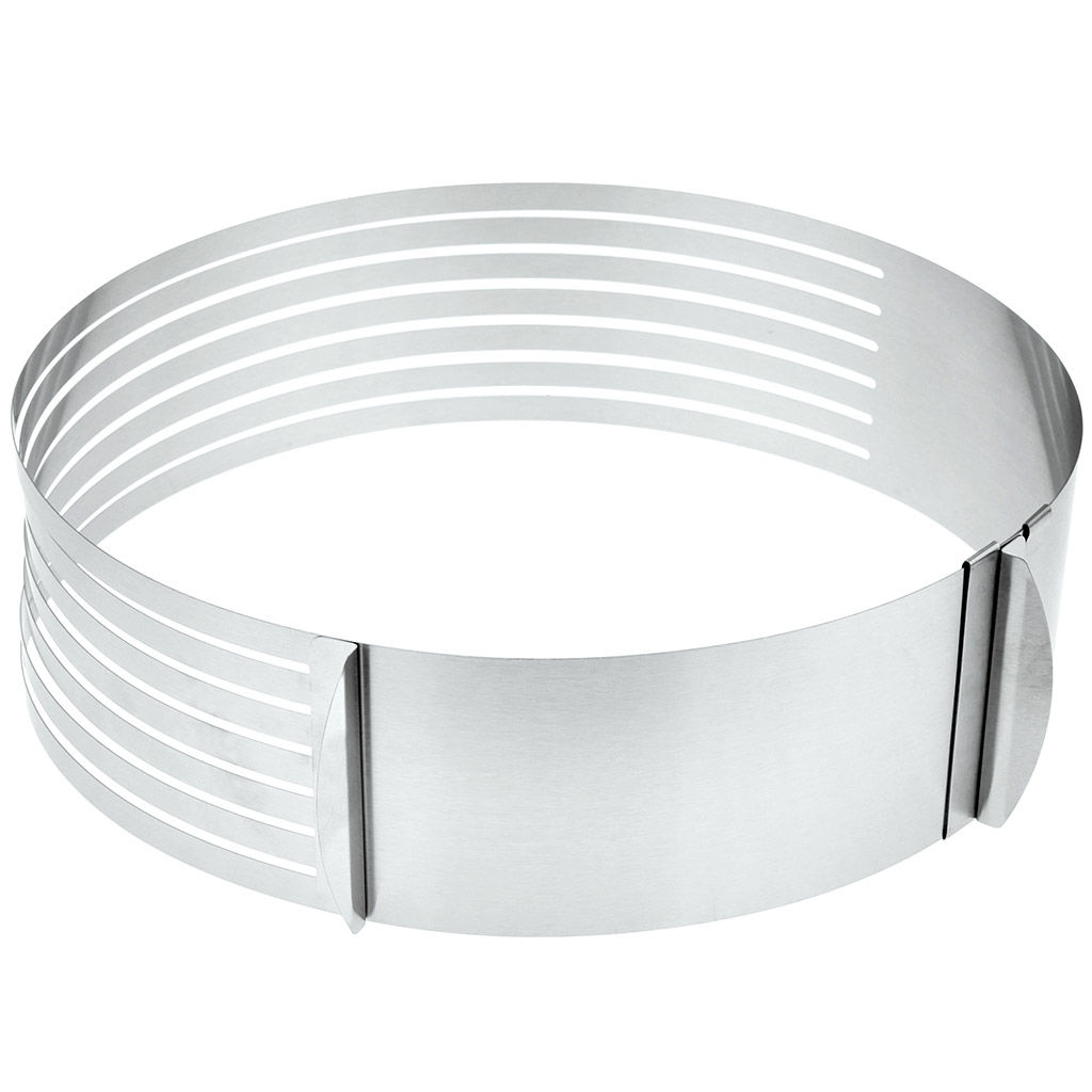 Форма кондитерская из нержавеющей стали для нарезания коржей, раздвижная, д24-30см h8,5см, цветная коробка (Китай) - Домашняя мода фото 3